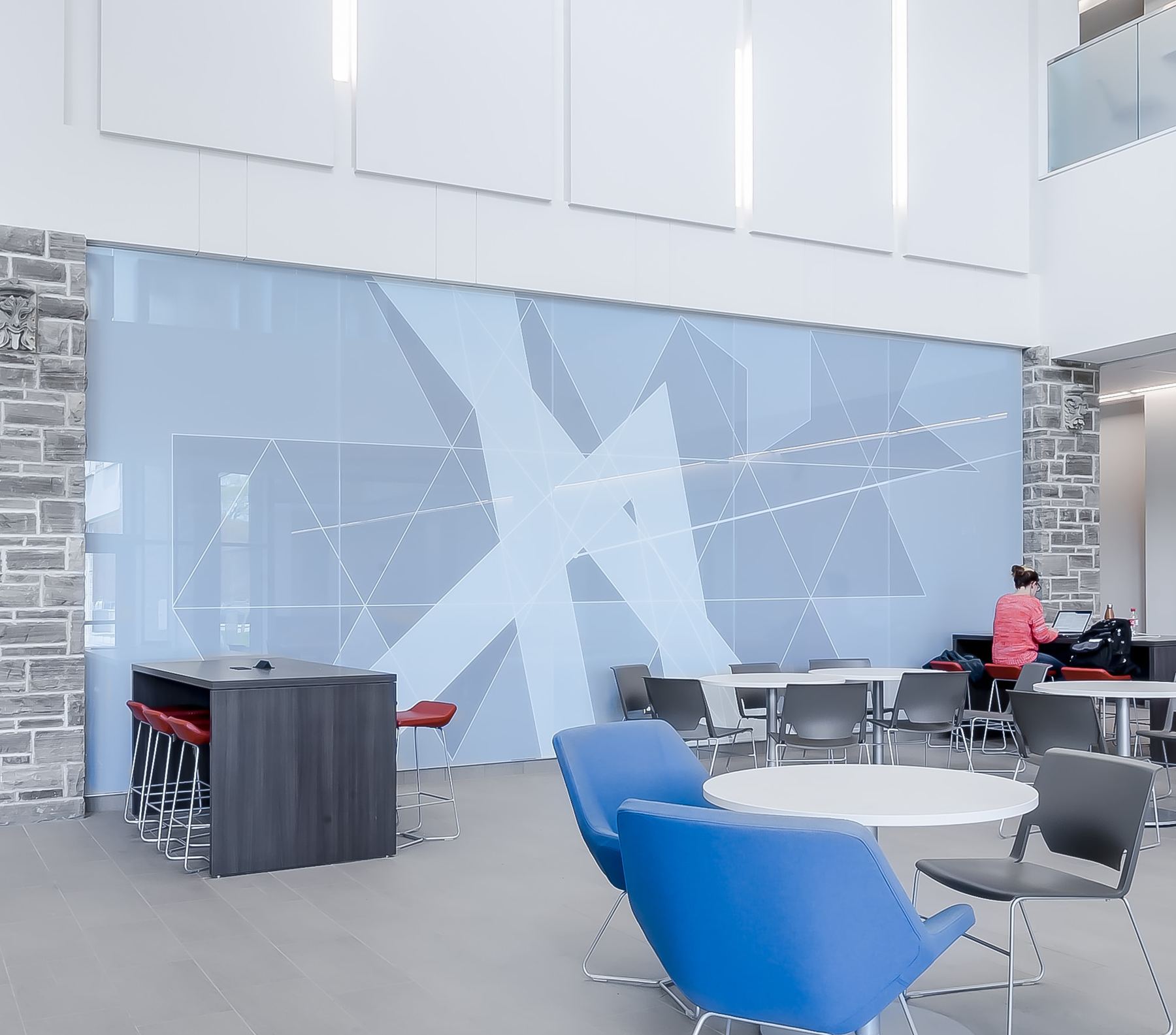 Commercial lobby with wrapped feature wall