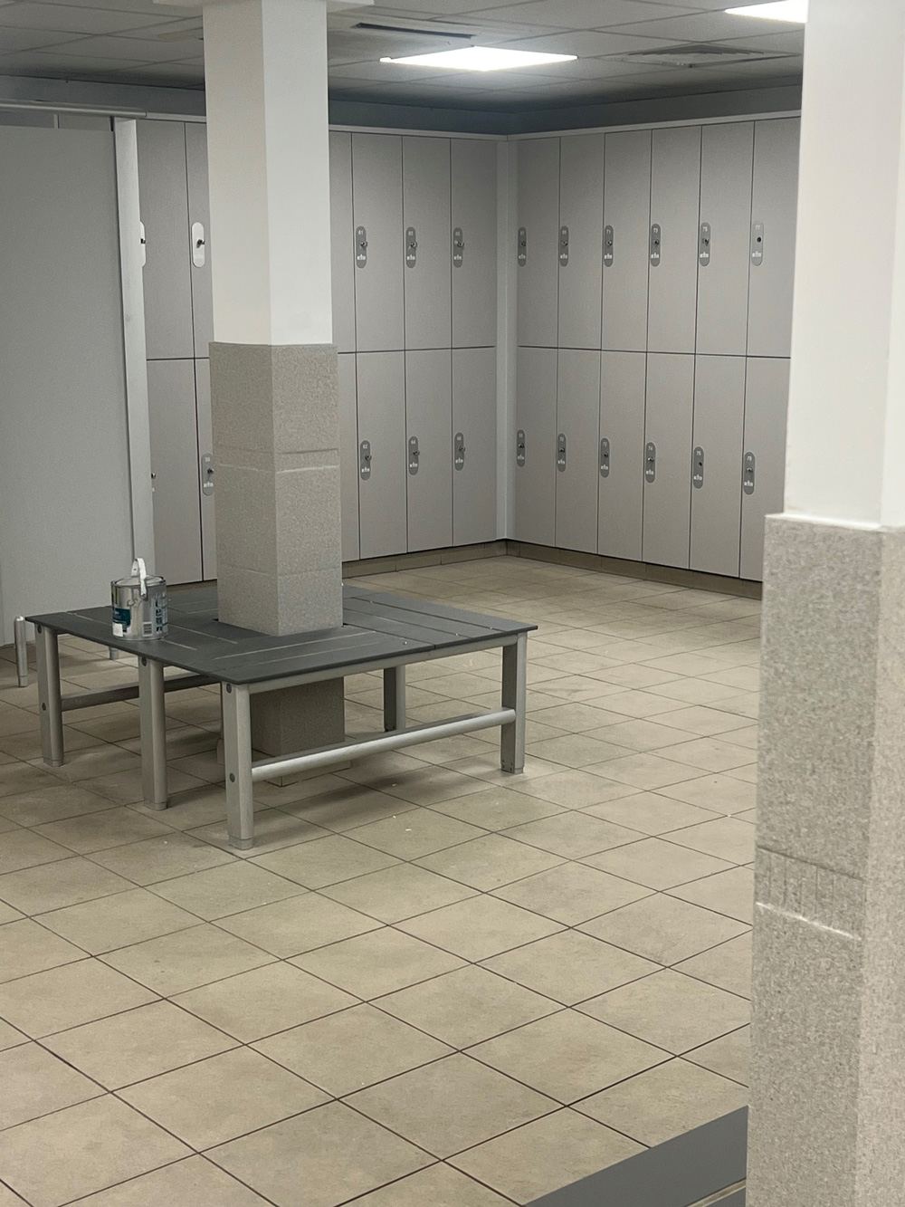 Changing-room lockers after wrapping